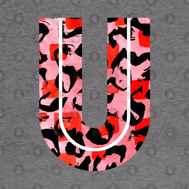 Letter U Watercolour Leopard Print Alphabet Red by Squeeb Creative